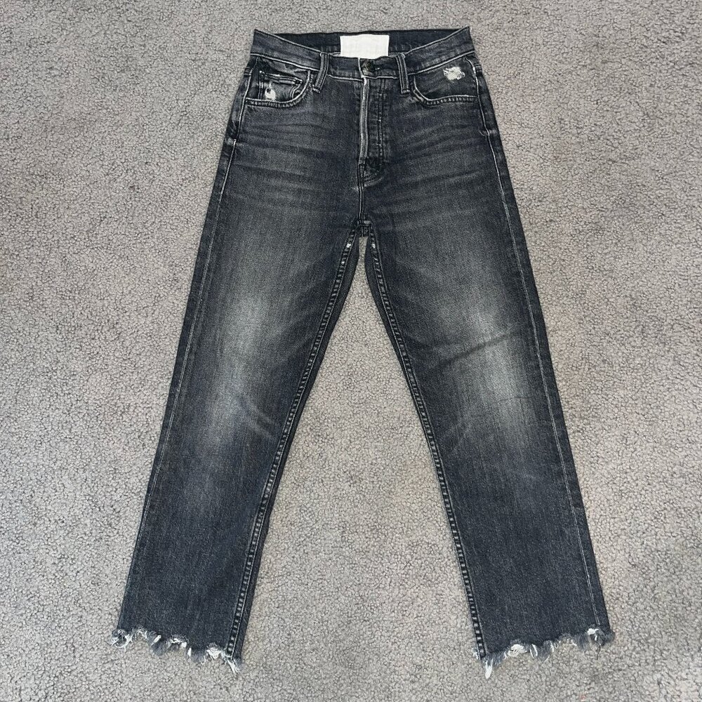 MOTHER SUPERIOR THE TOM CAT CHEW BLACK JEANS in OF CATS and KINGS WASH W24 L24